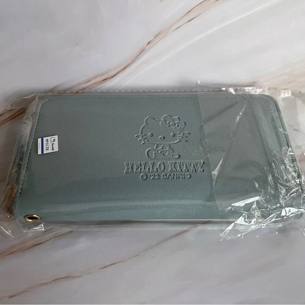 Hello Kitty Graphic Logo Women's Wristlet Purse Wallet Blue